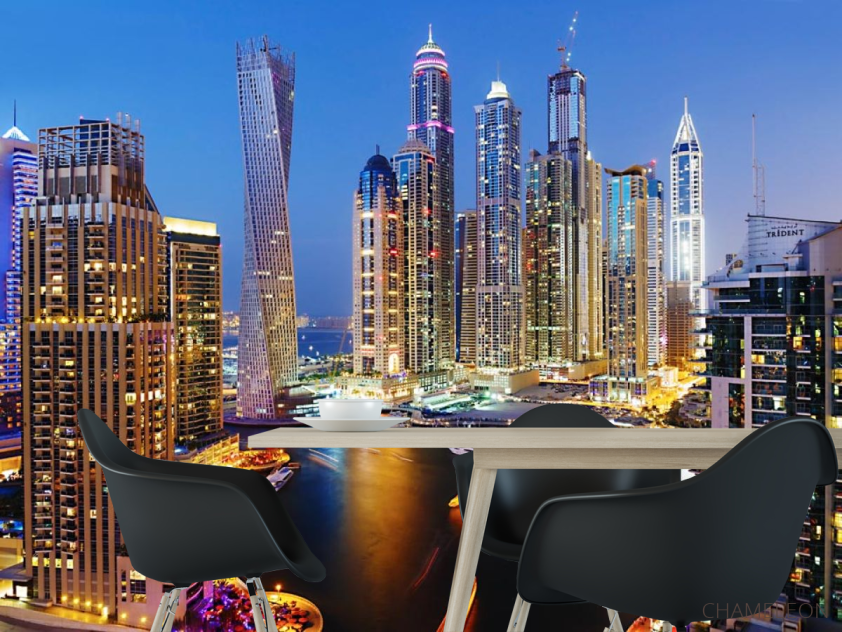 Фотошпалери незвичайні будівлі вечірнє місто - 1