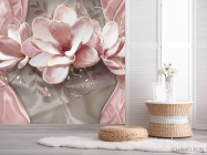 Фотошпалери рожеві 3Д квіти - 2
