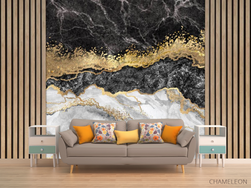 Фотообои Мрамор с деревянными панелями - 1