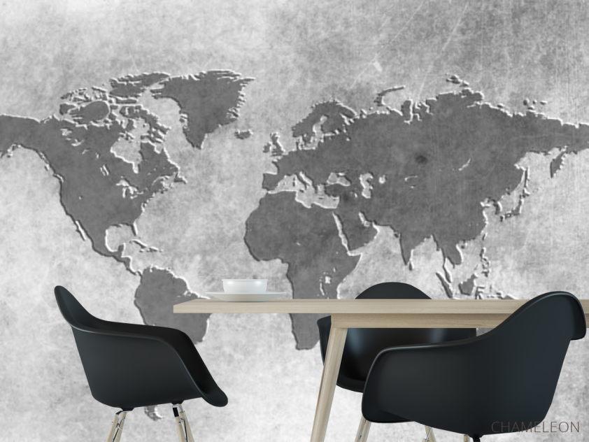 Фотошпалери сіра карта світу - 1