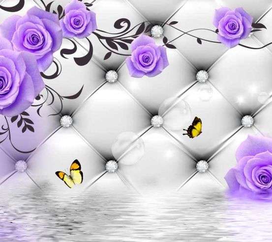 Фотообои 3д фиолетовые розы 22096