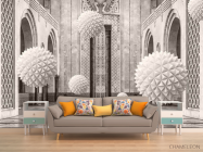 3д фотообои 3д шары в арках - 1