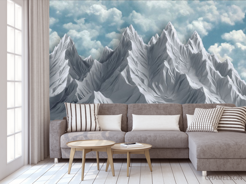 Фотообои 3д горы голубые с небом - 3