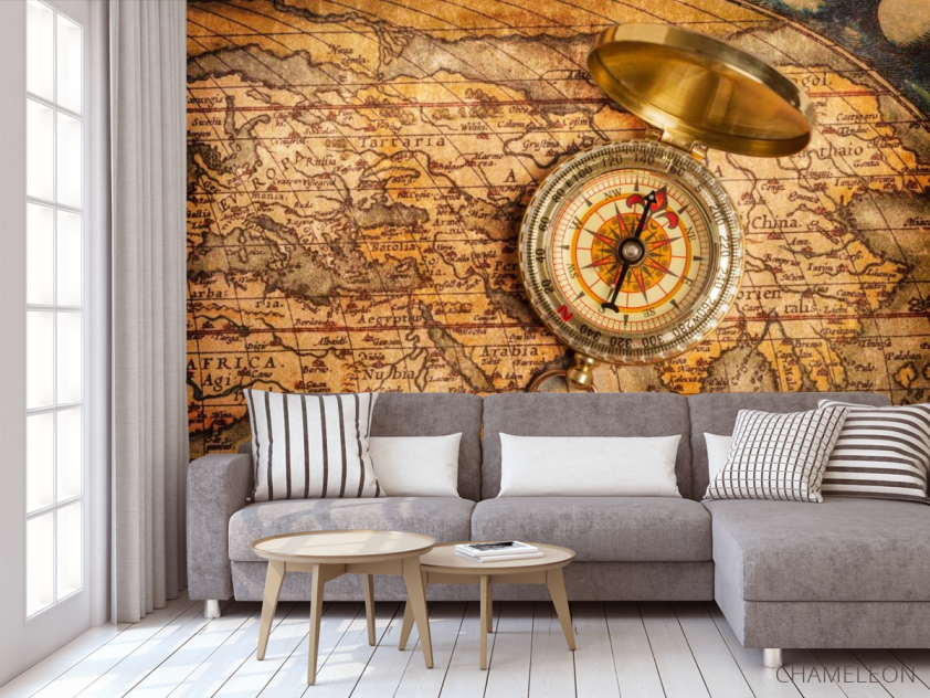 Фотообои Старая карта с компасом - 3