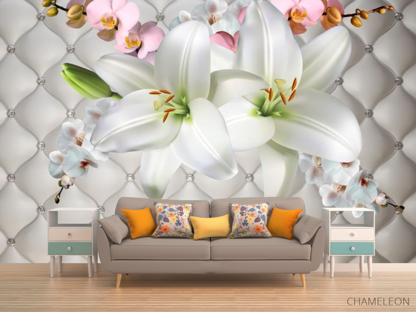 Фотообои Лилия на ткани - 1