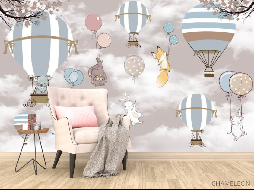 Фотообои зверушки на воздушных шариках - 4