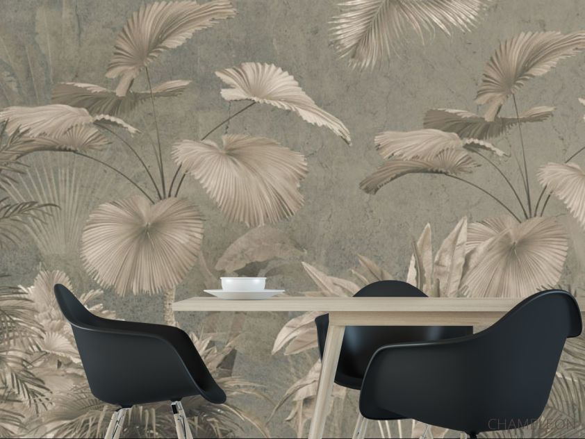 Фотошпалери Тропічні листя в коричневому кольорі - 1