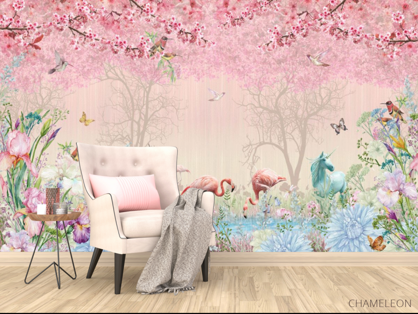 Фотообои Розовые фламинго в райском саду - 4