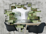 Фотошпалери 3д стіна з водоспадом - 1