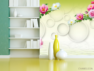 Фотошпалери 3д квіти з кільцями - 3