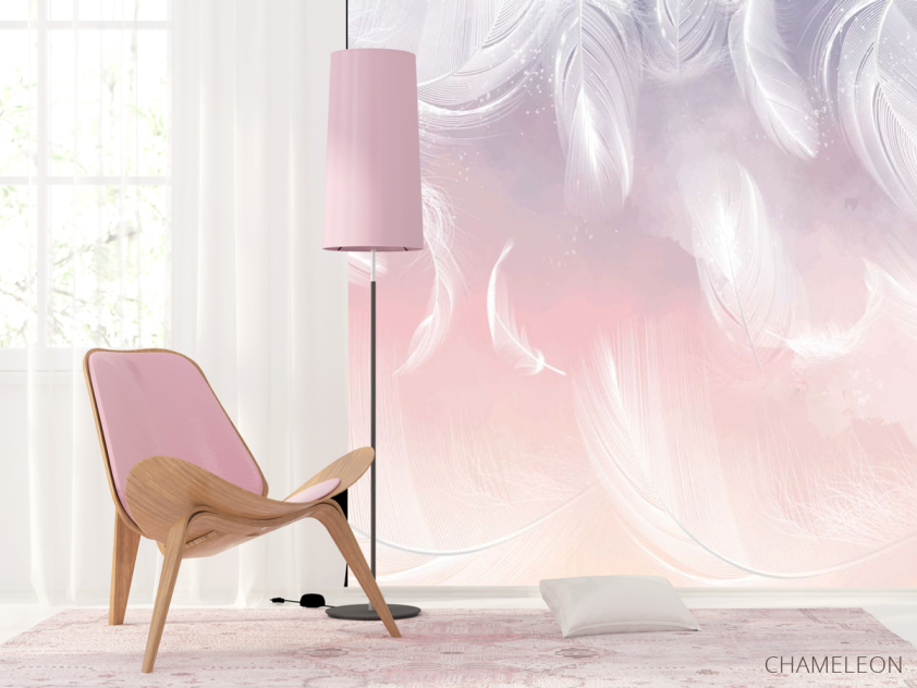 Фотошпалери Пір'я на тлі фіолетового градієнта. - 4