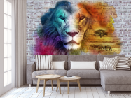 Фотообои Стена 3д со львом - 3