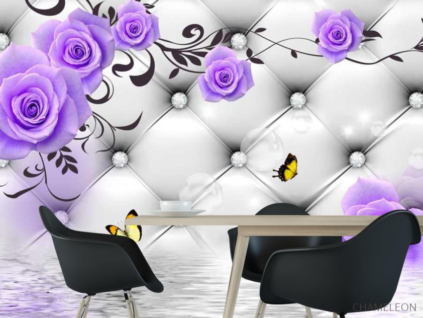 Фотошпалери 3д фіолетові троянди - 1