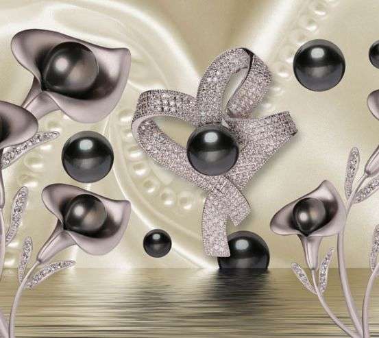 Фотошпалери 3д квіти з камінням 22487