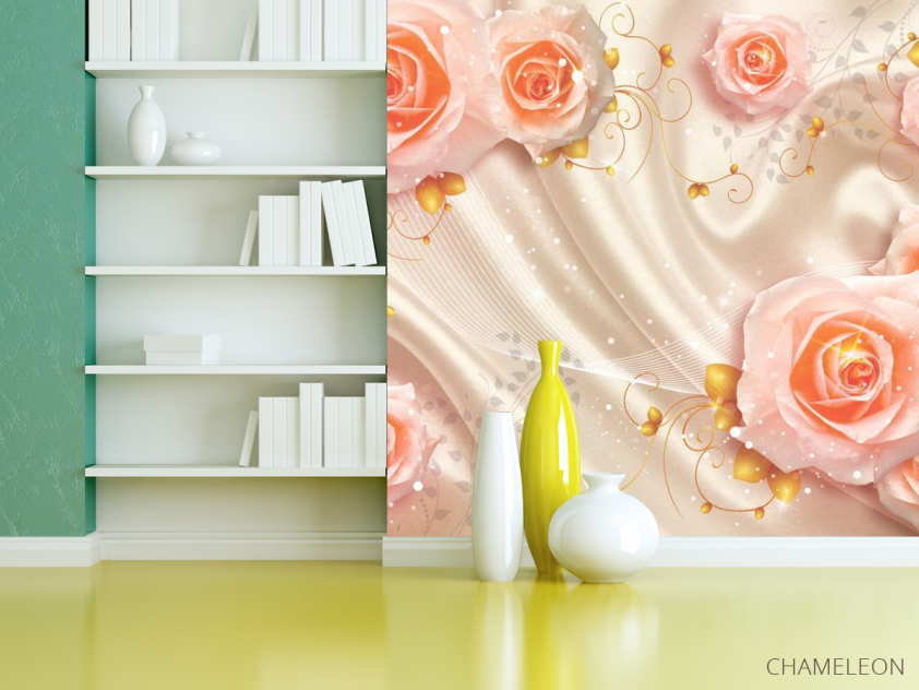 Фотошпалери Троянди на атласі 3д - 3