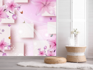 Фотошпалери 3д рожеві квіти - 2