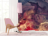 Фотошпалери Золотий Fluid art з фіолетовим - 4