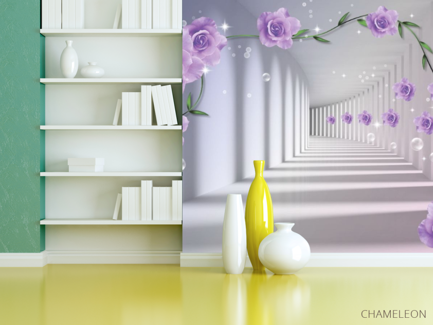 Фотошпалери 3D бутони фіолетових троянд - 3
