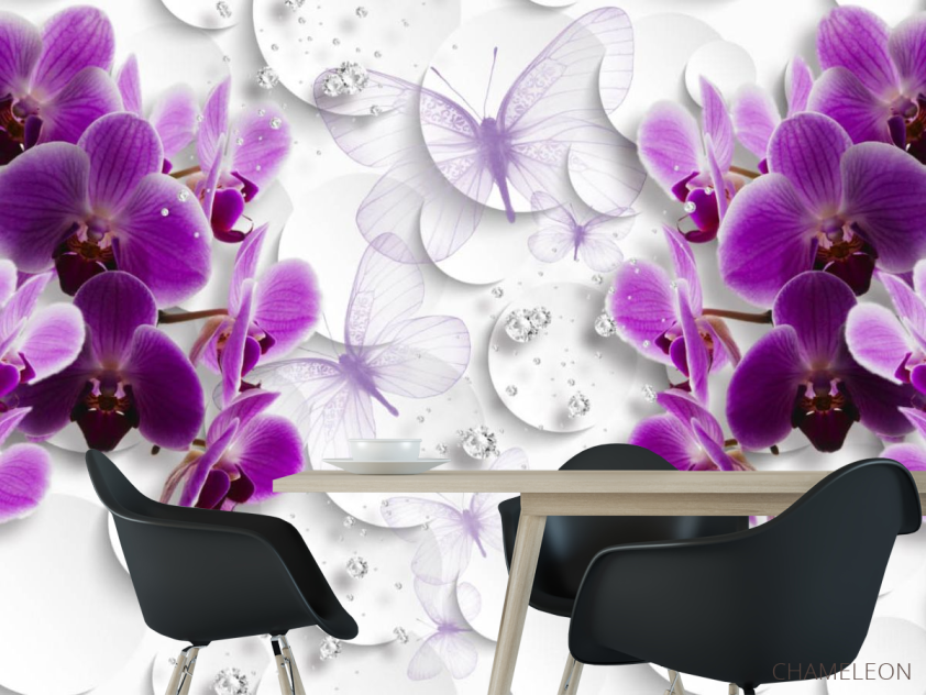 Фотошпалери Фіолетові орхідеї 3д - 1