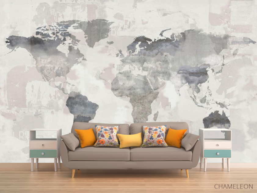 Фотообои Карта мира в пастельных тонах - 1
