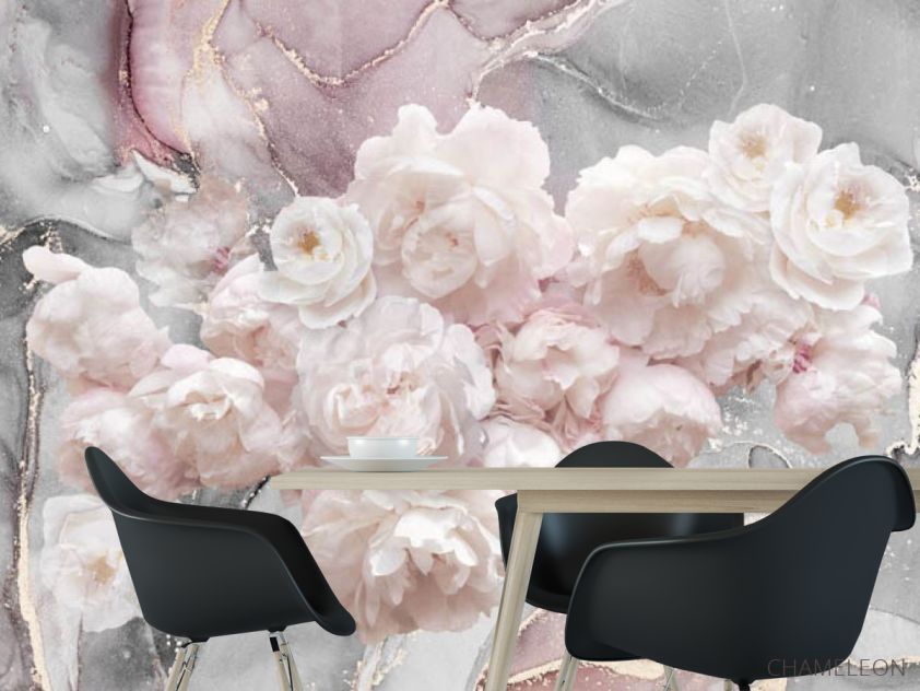 Фотошпалери півонії на тлі флюїду - 1