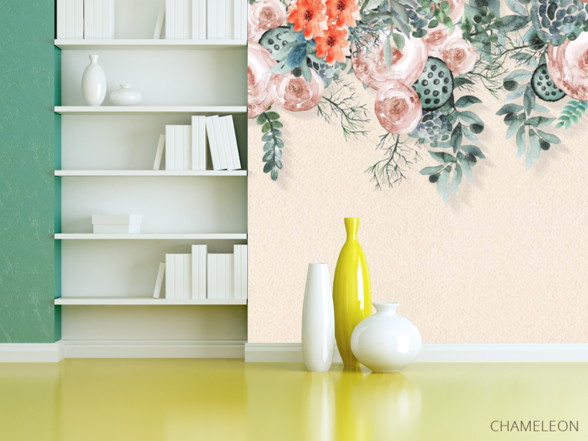 Фотошпалери акварельні квіти зі стелі - 3