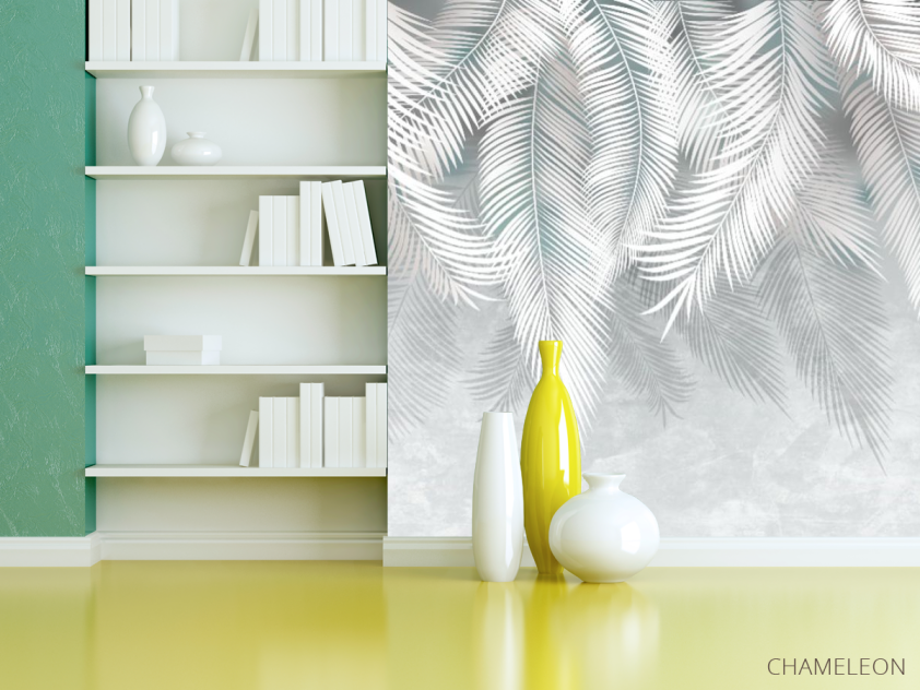 Фотошпалери сірі листя на стіну - 3