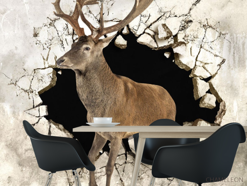 Фотообои Олень из стены - 1