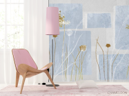 Фотошпалери сухоцвіти на синьому дизайнерському тлі. - 4