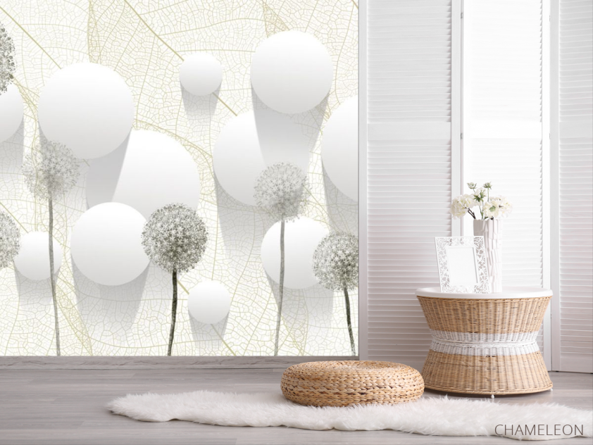 Фотошпалери Сірі кульбаби і кола - 2