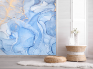 Фотошпалери Блакитний флюїд з золотом - 2