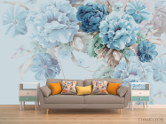 Фотообои Синие 3д цветы - 1