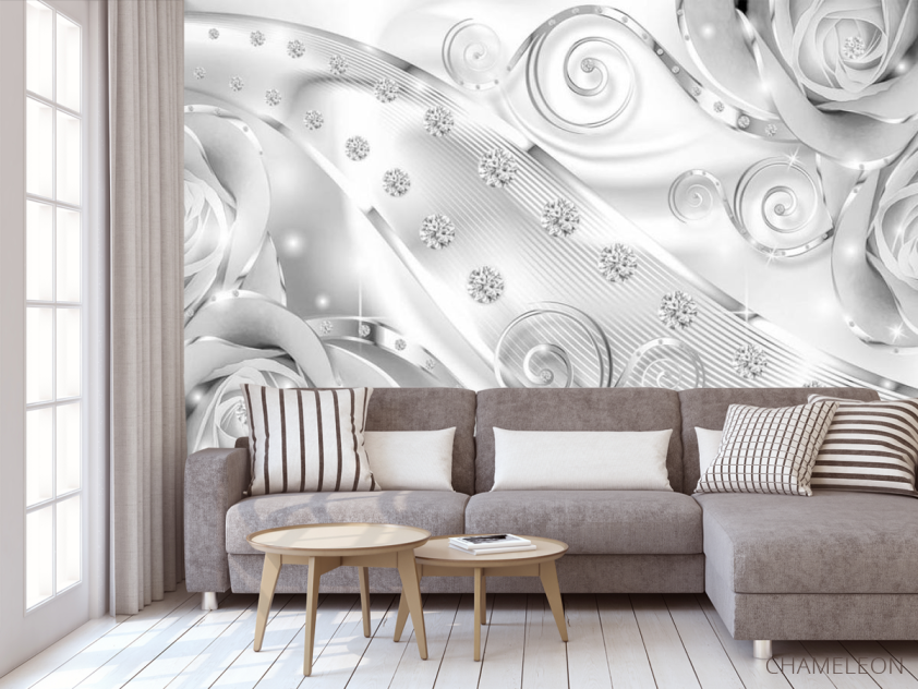 Фотообои диаманты на серых узорах - 3