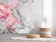 Фотошпалери сіро-рожевий fluid art - 2