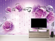 Фотообои Фиолетовые 3d цветы - 2