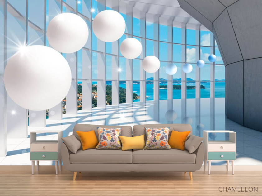 Фотообои Вид на море и шары - 1