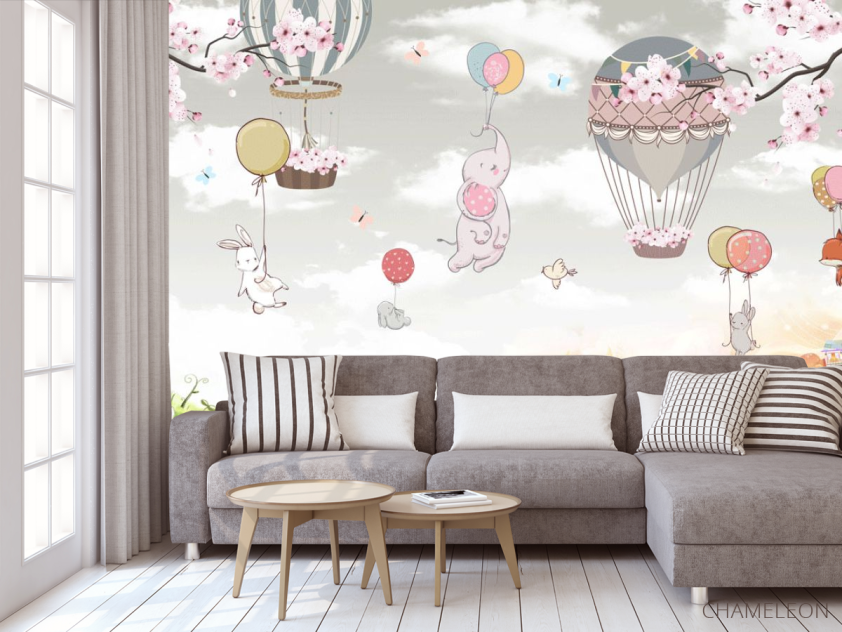 Фотообои Зверинец на шарах - 3