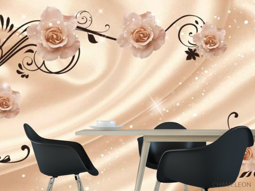 Фотошпалери Троянди на атласі 3d - 1