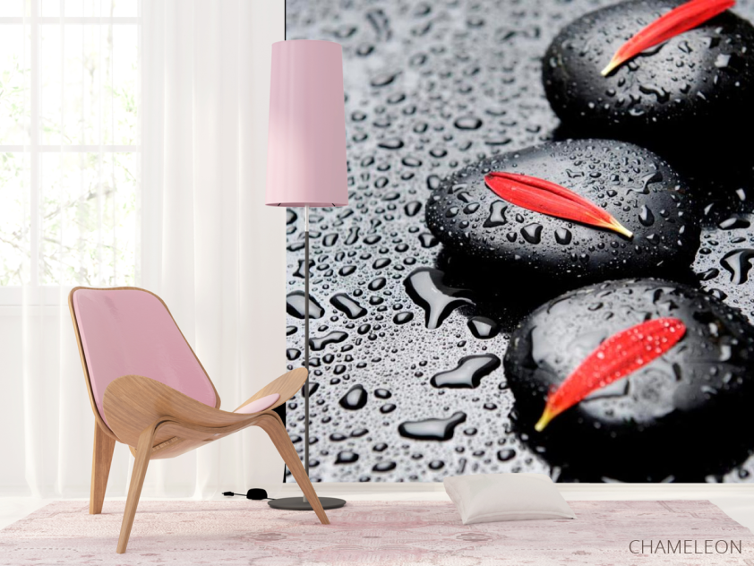 Фотошпалери Пелюстки, камені, краплі - 4