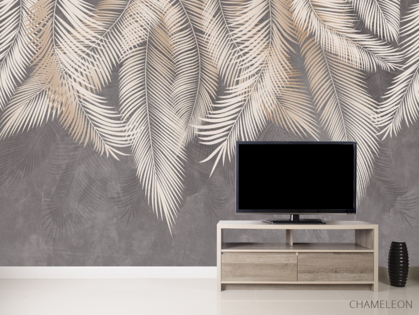 Фотообои серые листья на стену - 2