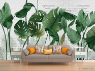 Фотообои Стена и тропические листья - 1