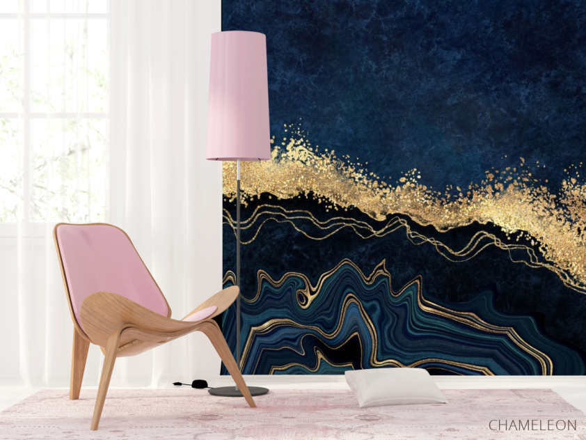Фотошпалери Темний Fluid art в синіх відтінках - 4