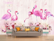 Фотообои Акварельные фламинго - 1