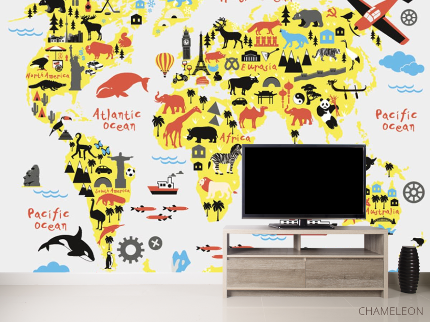 Фотообои Карта детская с животными - 2