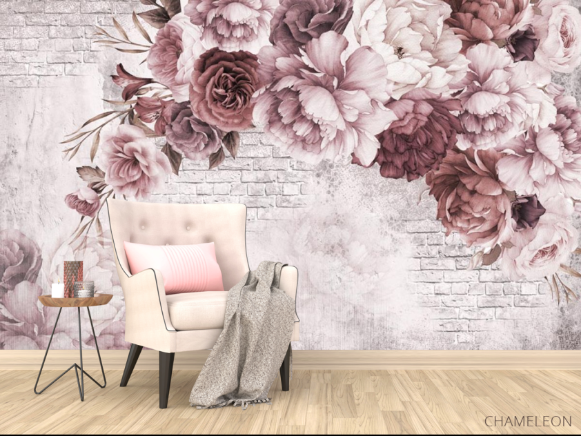 Фотообои Винтажные бордовые пионы - 4