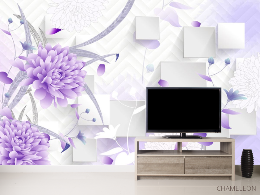 Фотообои Фиолетовые цветы 3д - 2