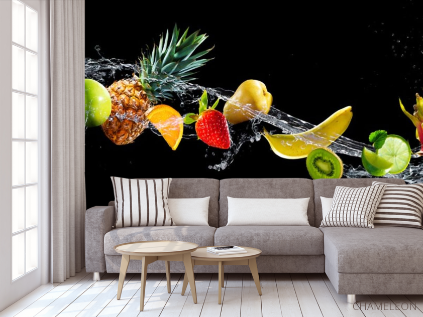 Фотообои фрукты и вода на черном фоне - 3