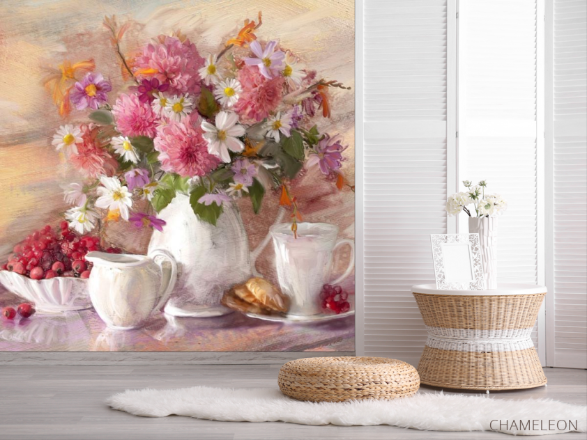 Фотошпалери картина квіти у вазі - 2