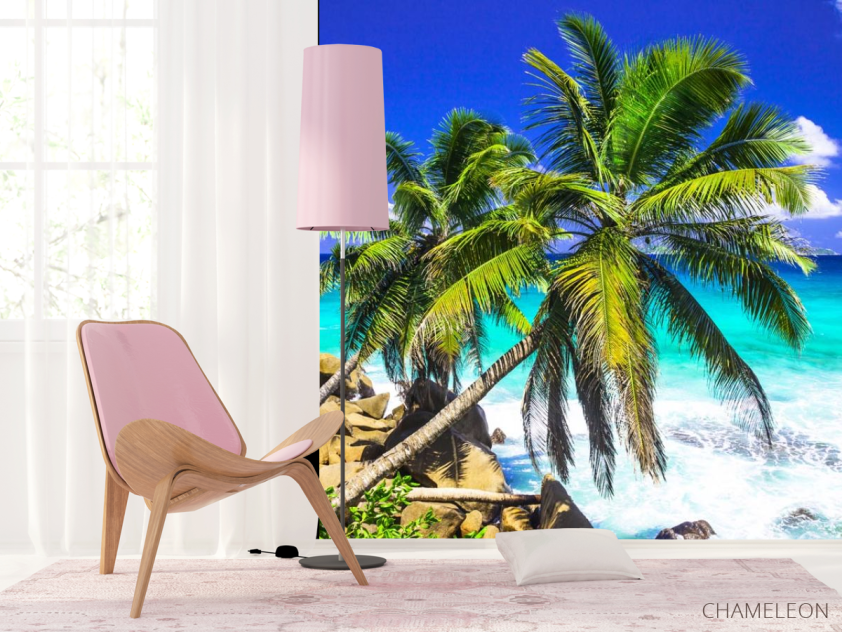 Фотошпалери дві пальми над блакитним морем - 4