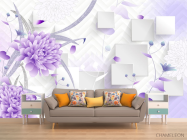 Фотообои Фиолетовые цветы 3д - 1